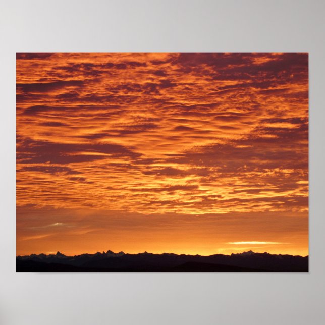 Orange Sky over Mountain Range Poster (Front)