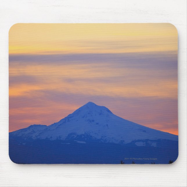 Orange Sky Snow Capped Blue Mountain Mouse Pad (Front)