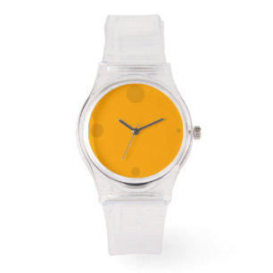 Orange Sleek Transparent with 3D Hole Hour Markers Watch