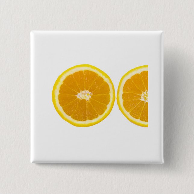 orange slice 2 inch square button (Front)