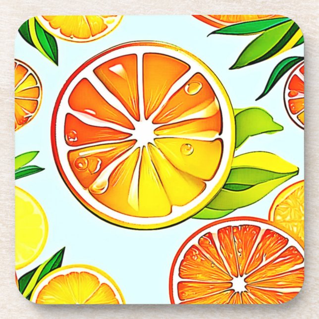 Orange Slice: Citrus Art Coaster (Front)