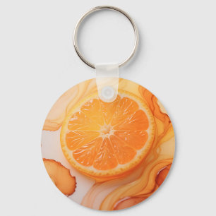 Orange Slice Citrus Swirl Keychain