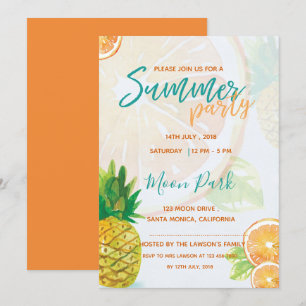 Orange Slice   Cool Summer Party Invitation