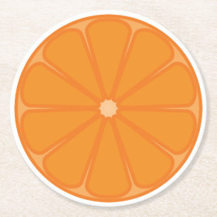 Orange Slice Fruity Design Round Paper Coaster