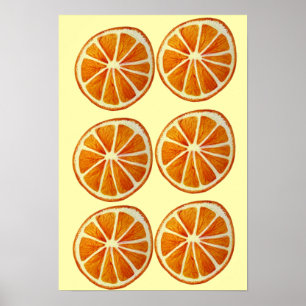 Orange slice macro fruit pop art poster