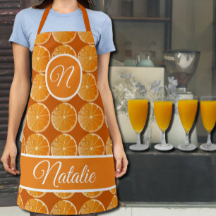 Orange slice pattern - monogrammed   Apron