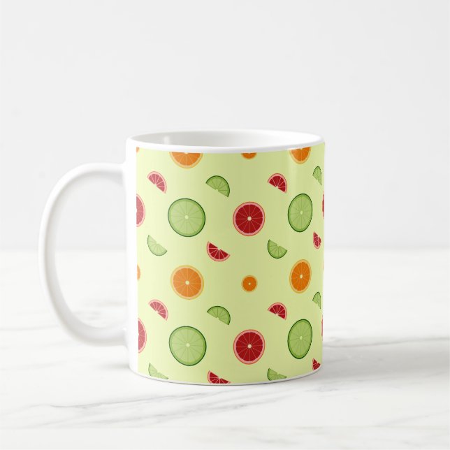 Orange Slice Seamless Pattern Coffee Mug (Left)