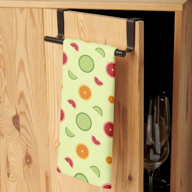 Orange Slice Seamless Pattern Kitchen Towel (Thirds Fold)