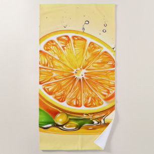 Orange Slice Splash Beach Towel