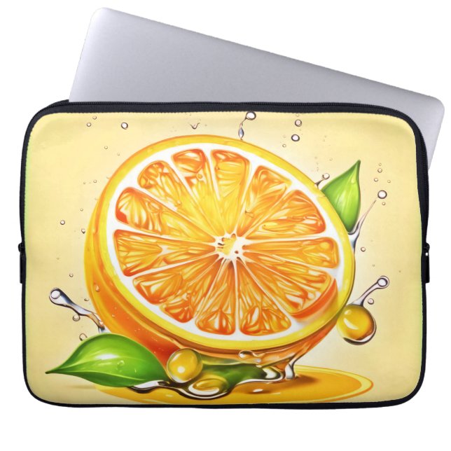 Orange Slice Splash Laptop Sleeve (Front)