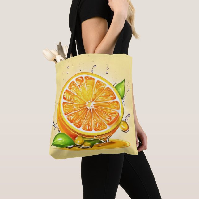 Orange Slice Splash Tote Bag (Close Up)