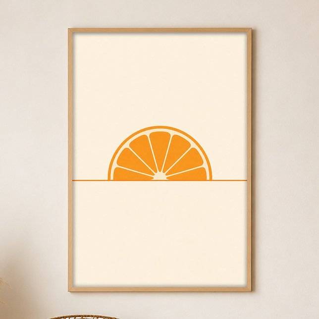 Orange Slice Sun Gouache Boho Art Poster (Shown framed for scale. Poster ships unframed; frames are an optional add-on.)