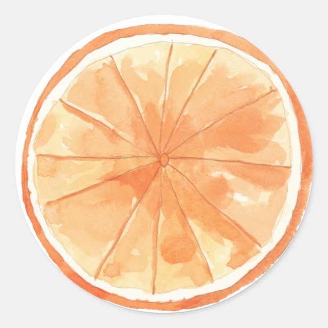 Orange slice watercolor classic round sticker (Front)