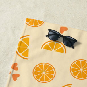 Orange Slices and Hearts Beach Towel