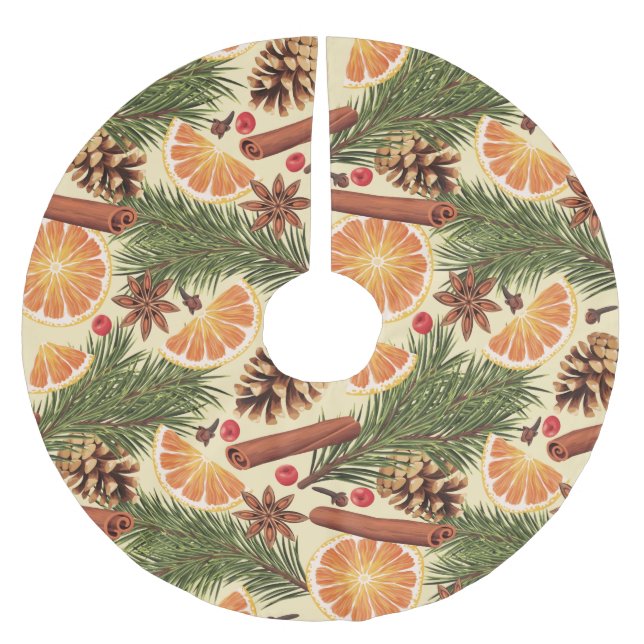 Orange Slices And Spices Brushed Polyester Tree Skirt (Front)