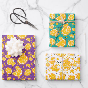 Orange Slices Citrus Sweet Fruit Design Pattern Wrapping Paper Sheet