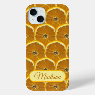 Orange slices fresh fruit pattern custom name iPhone 15 mini case