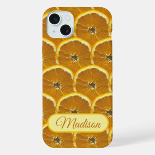 Orange slices fresh fruit pattern custom name iPhone 15 plus case