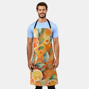Orange Slices Fresh Watercolor Citrus Design Apron