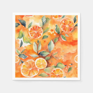 Orange Slices Fresh Watercolor Citrus Design Napkin