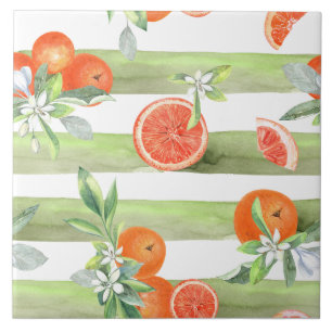 Orange Slices Green Stripes  Tile