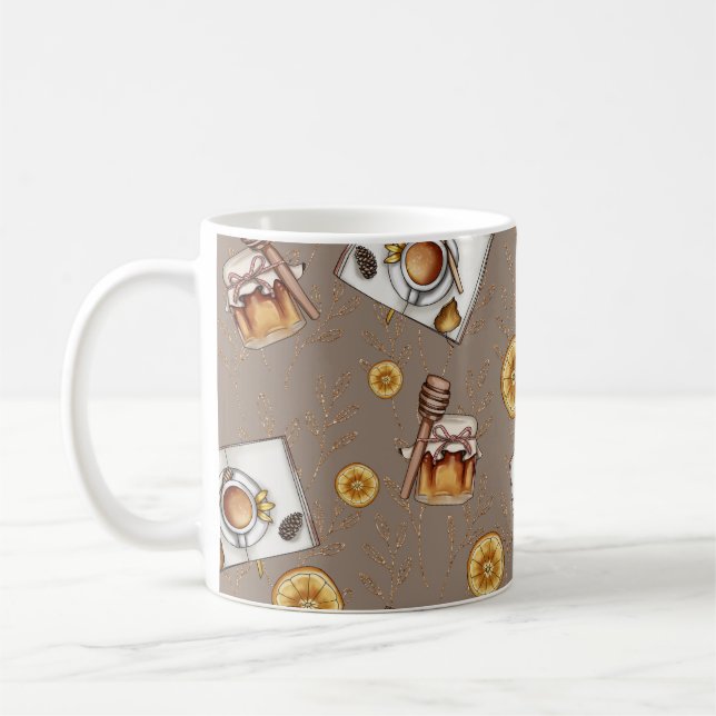 Orange Slices & Honey Pattern |  Sweet & Citrus Coffee Mug (Left)