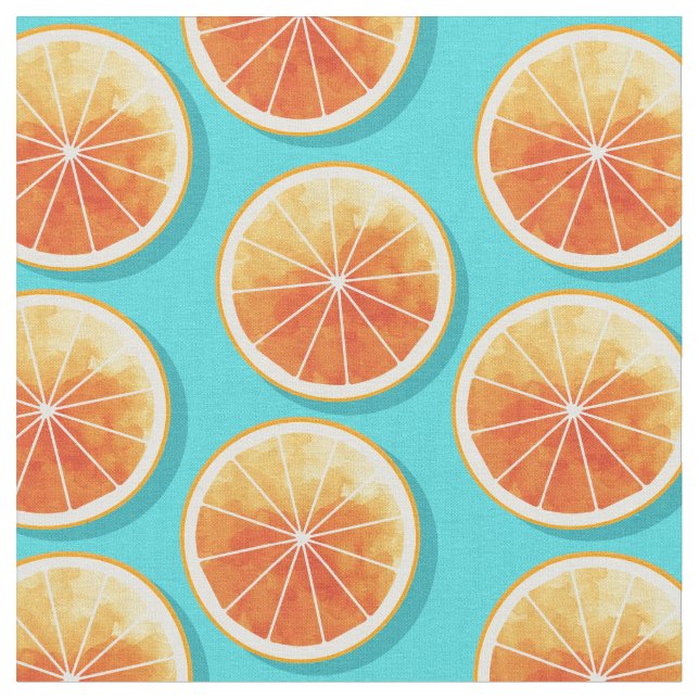 Orange Slices on Blue Fabric (Close Up)