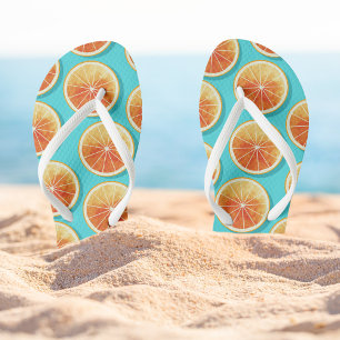 Orange Slices on Blue Flip Flops