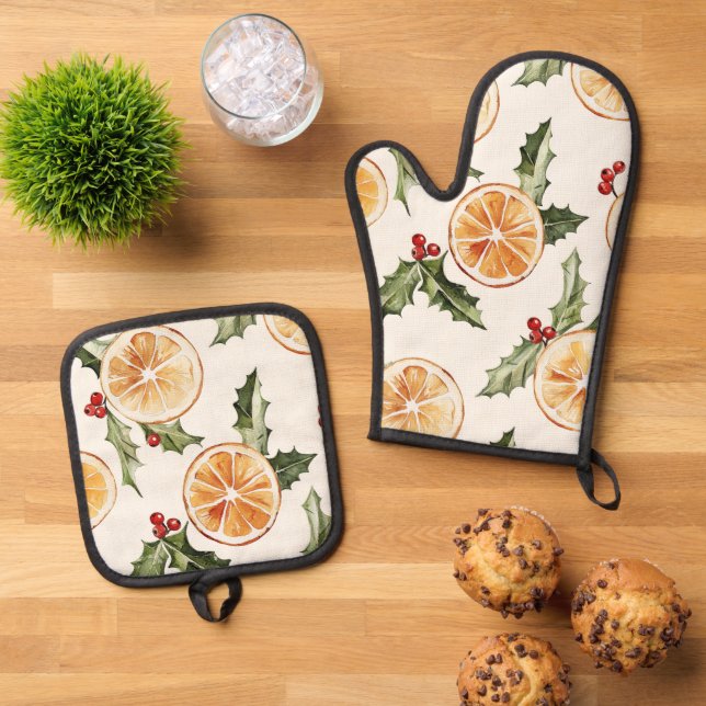 Orange Slices Oven Mitt & Pot Holder Set (Top Down)