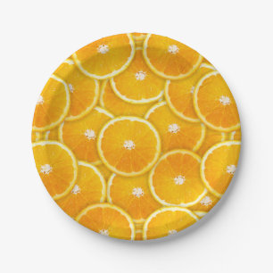 Orange slices paper plate