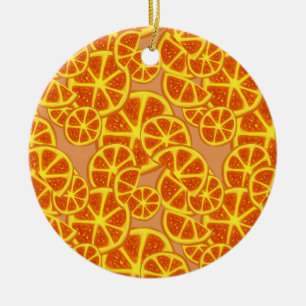 Orange Slices Pattern Ceramic Ornament