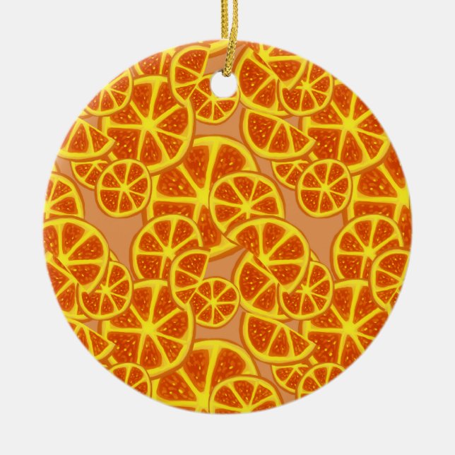 Orange Slices Pattern Ceramic Ornament (Front)