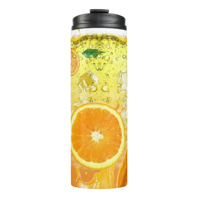Orange Slices Summer Drink With Ice Cubes Thermal Tumbler (Front)