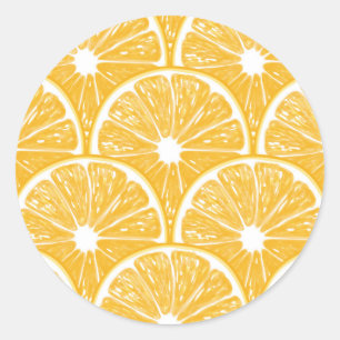 Orange slices, tropical fruit pattern design classic round sticker