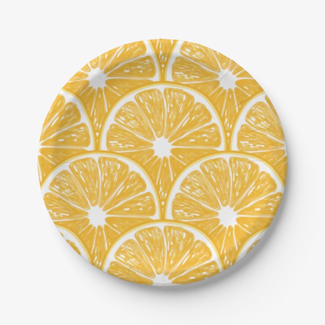 Orange slices, tropical fruit pattern design paper plate (Front)