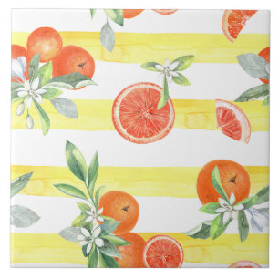 Orange Slices Yellow Stripes  Tile