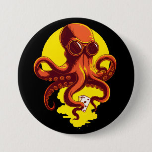 Orange Smart Octopus 3 Inch Round Button