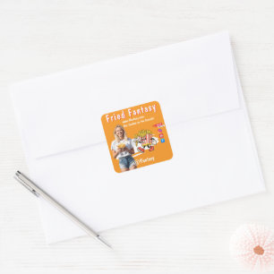 Orange Smiling Blonde Woman Fries Family Fun Square Sticker