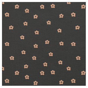 Orange Smiling Halloween Flowers on black Fabric
