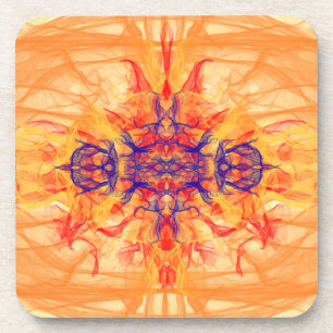 ORANGE SMOKE - Fractal Art - Beverage Coaster