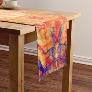ORANGE SMOKE - Fractal Art - Long Table Runner
