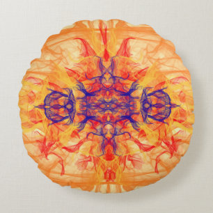 ORANGE SMOKE - Fractal Art - Round Pillow