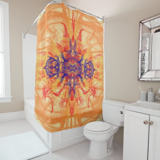 ORANGE SMOKE - Fractal Art - Shower Curtain (In Situ)