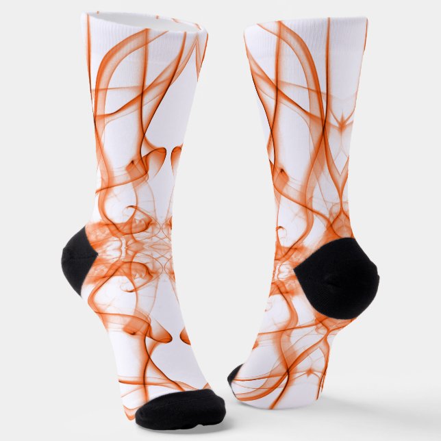 Orange Smoke Symmetrical Minimalist White Socks (Angled)