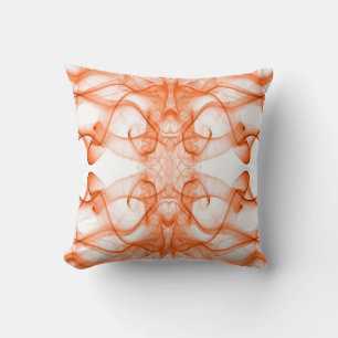 Orange Smoke Symmetrical Minimalist White Throw Pillow