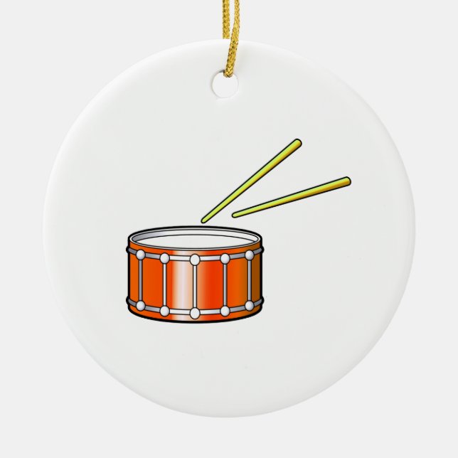 orange snare graphic with sticks ceramic ornament (Front)