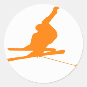 Orange Snow Ski Classic Round Sticker