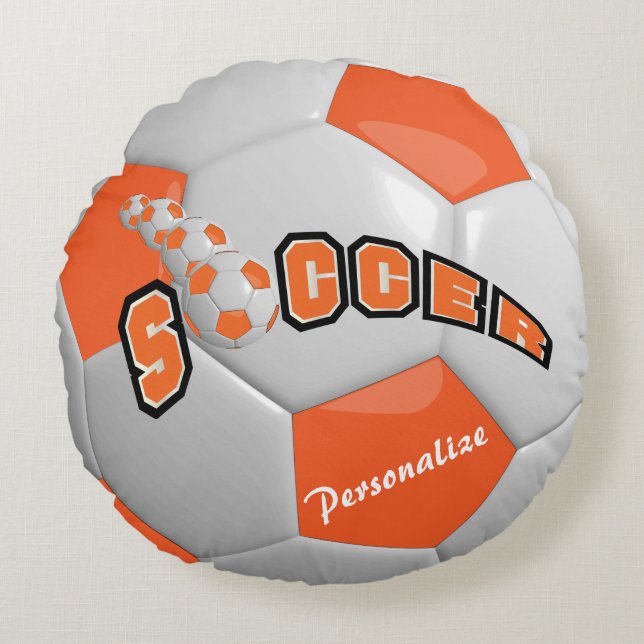 Orange Soccer Ball | DIY Name Round Pillow (Front)