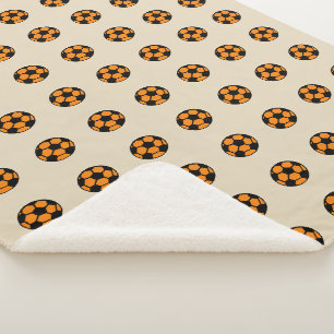 Orange Soccer Ball Pattern Sherpa Blanket