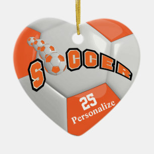 Orange Soccer Ball   Personalize Ceramic Ornament